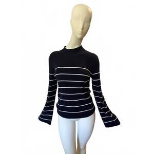 NEW VANESSABRUNO women's francesca sweater in marine/ecru